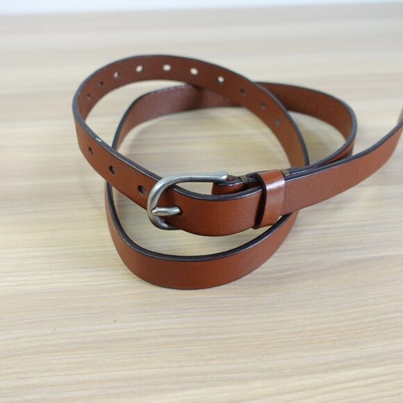 Italian Leather Belt 32 Adult Brown Basic Waist Dress Minimalist Classic Genuine - Picture 1 of 13